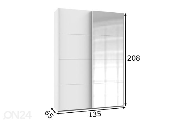 Liukuovikaappi Aalst 135 cm mitat