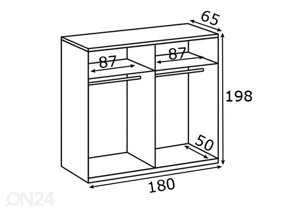 Liukuovikaappi Arnhem 180 cm mitat