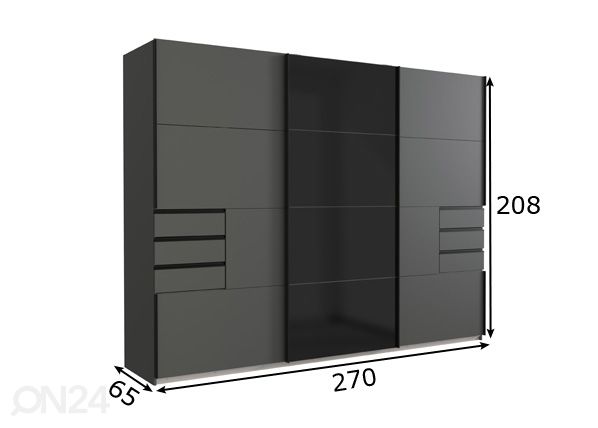 Liukuovikaappi Barcelona 270 cm mitat