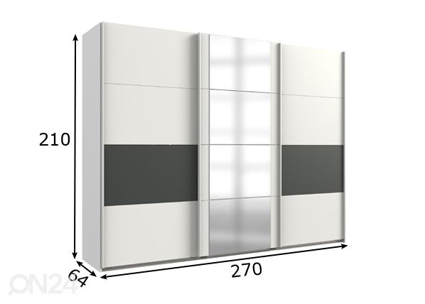 Liukuovikaappi Barmbek 270 cm mitat