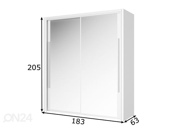 Liukuovikaappi Cyrus 183 cm mitat