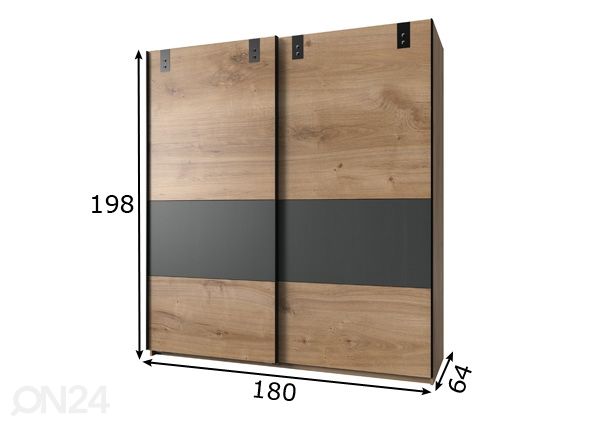 Liukuovikaappi Dublin 180 cm mitat