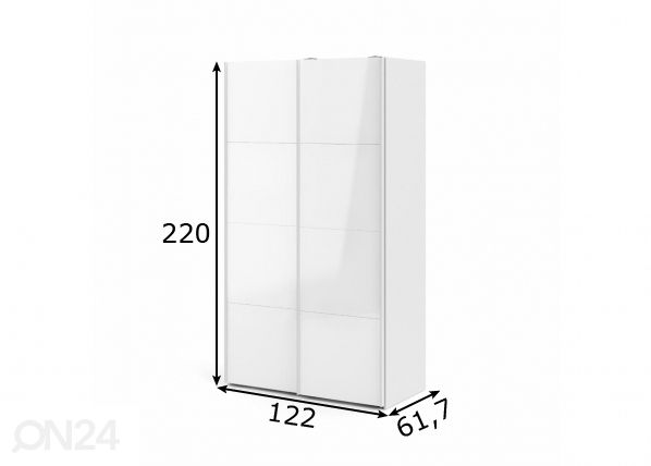 Liukuovikaappi Firenze 122 cm mitat