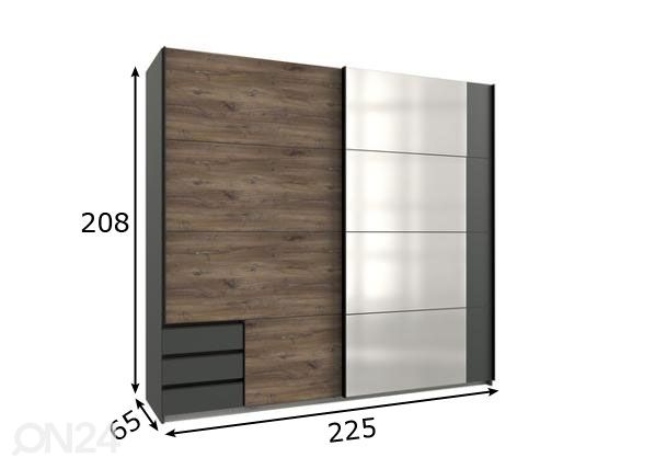 Liukuovikaappi Flensburg 2 225 cm mitat