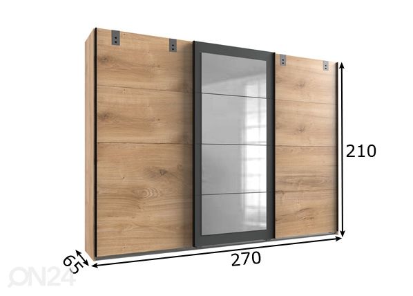 Liukuovikaappi Malmö 270 cm mitat