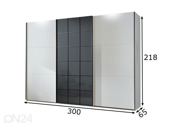 Liukuovikaappi Toronto 300 cm mitat