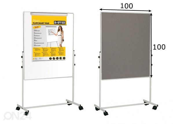 Luentotaulu kaksipuoleinen Bi-office 100x100 cm mitat