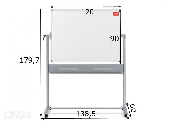 Luentotaulu Nobo classic (lakattu pinta, liikuteltava) 90x120 cm mitat