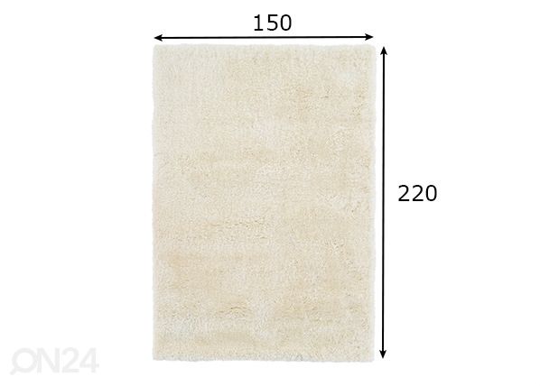 Matto 150x220 cm, valkoinen mitat