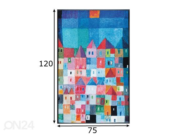 Matto COLOURFUL HOUSES 75x120 cm mitat