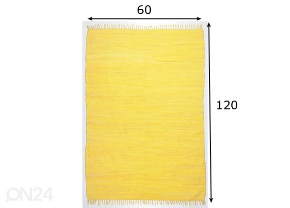 Matto Happy Cotton 60x120cm, keltainen mitat