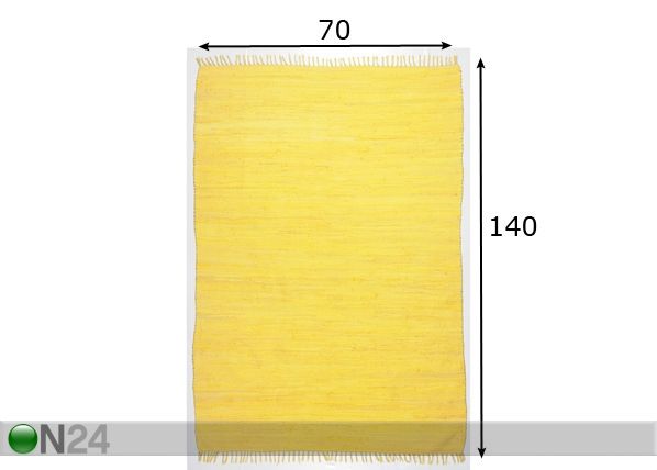 Matto Happy Cotton 70x140 cm, keltainen mitat