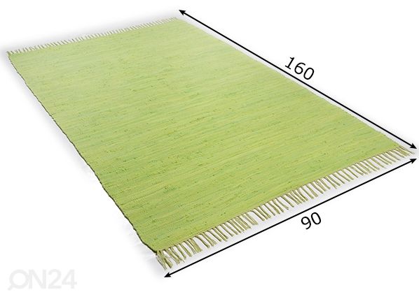 Matto Happy Cotton 90x160 cm, vihreä mitat