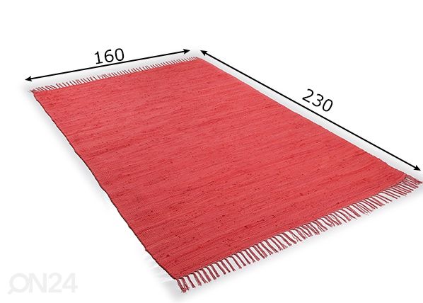 Matto Happy Cotton UNI 160x230 cm, punainen mitat