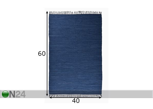 Matto Happy Cotton Uni 40x60 cm, sininen mitat