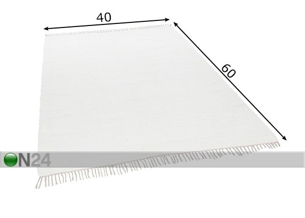 Matto Happy Cotton Uni 40x60 cm, valkoinen mitat