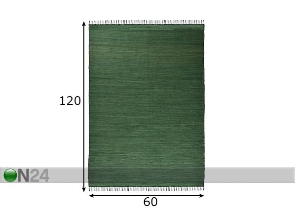 Matto Happy Cotton Uni 60x120 cm, tummanvihreä mitat