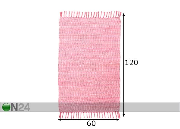 Matto Happy Cotton Uni 60x120 cm, vaaleanpunainen mitat