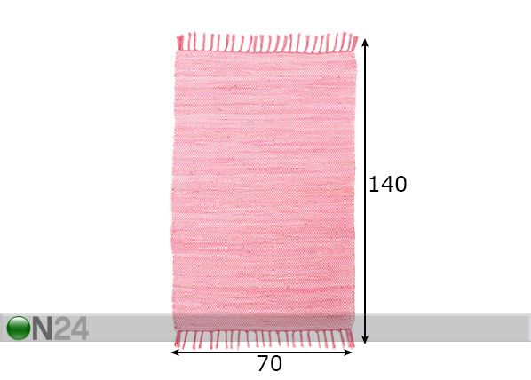 Matto Happy Cotton Uni 70x140 cm, vaaleanpunainen mitat