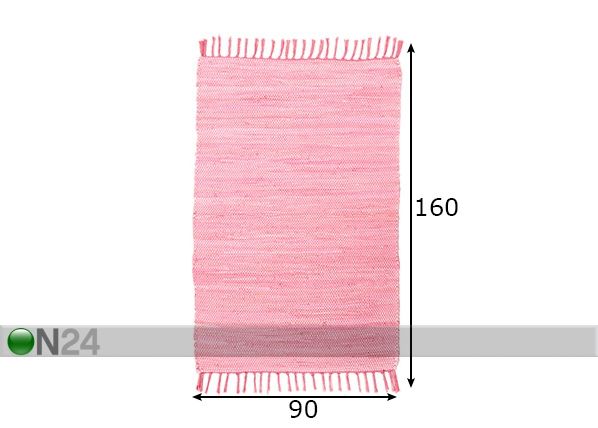 Matto Happy Cotton Uni 90x160 cm, vaaleanpunainen mitat