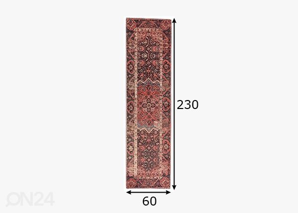 Matto om Tailor Funky Orient Ghom, 60x230 cm punainen mitat