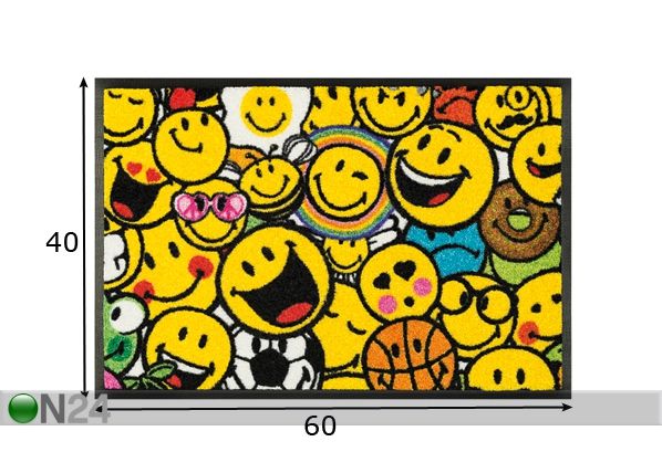 Matto SMILEY ALLOVER 40x60 cm mitat