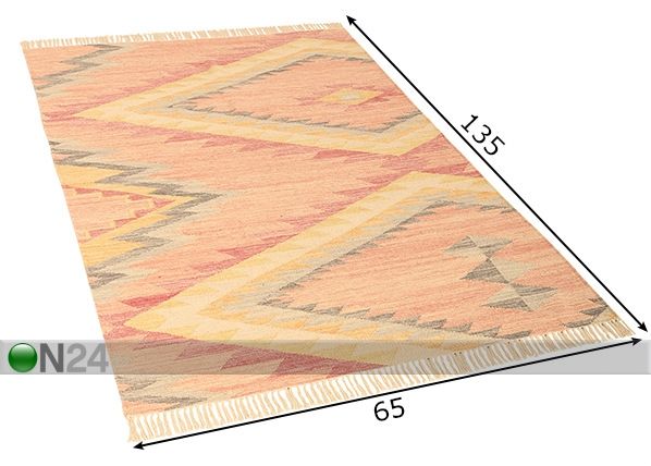 Matto Vintage Zigzag Kelim 65x135cm mitat