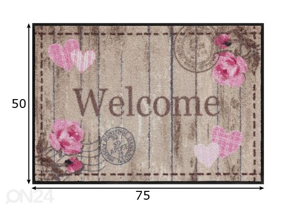 Matto WELOCME ROSES 50x75 cm mitat