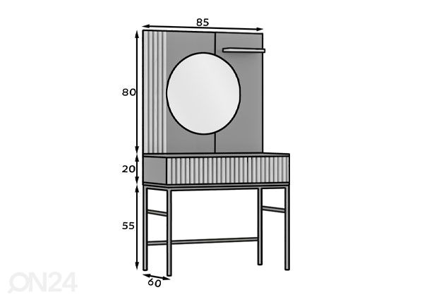 Meikkipöytä 85 cm mitat