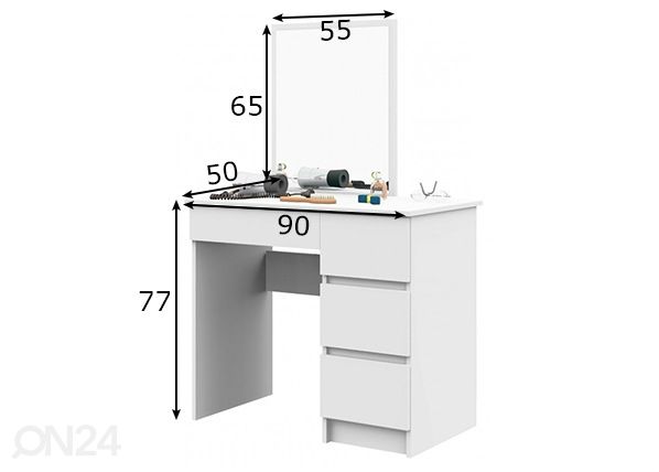 Meikkipöytä peilillä mitat