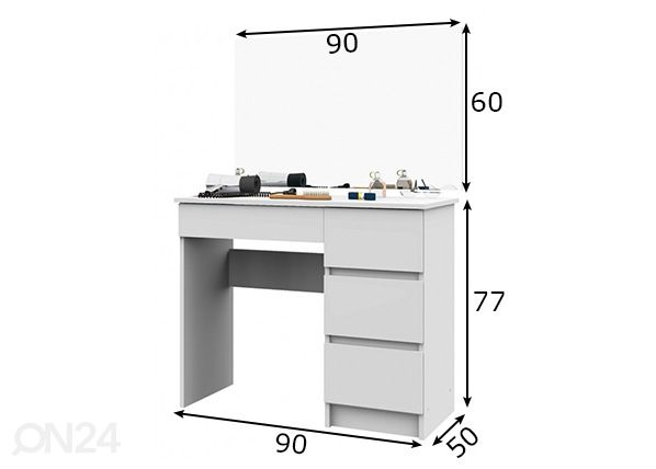 Meikkipöytä peilillä mitat