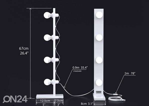 Meikkivalot Basic 4+4 mitat