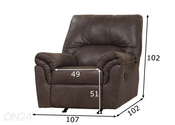 Mekanismituoli recliner mitat