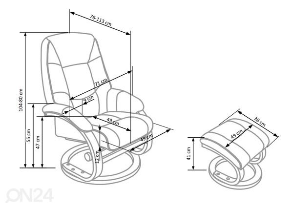 Mekanismituoli recliner mitat