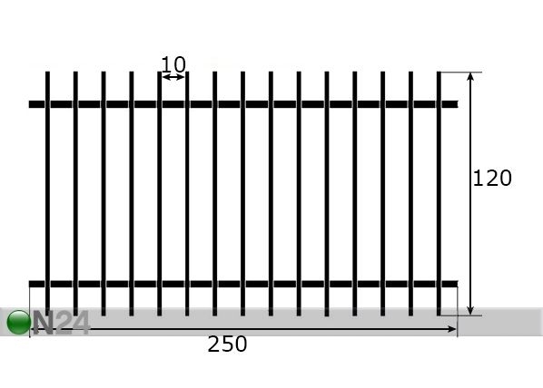 Metalliaita 1,2x2,5 m mitat