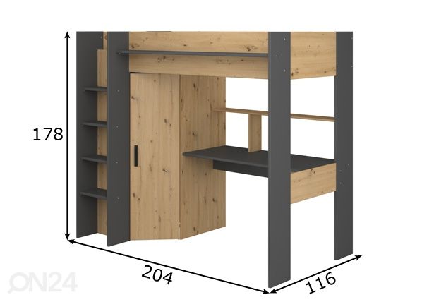 Monitoimisänky Heavy 90x200 cm mitat