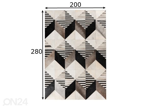 Nahkamatto 200x280 cm mitat