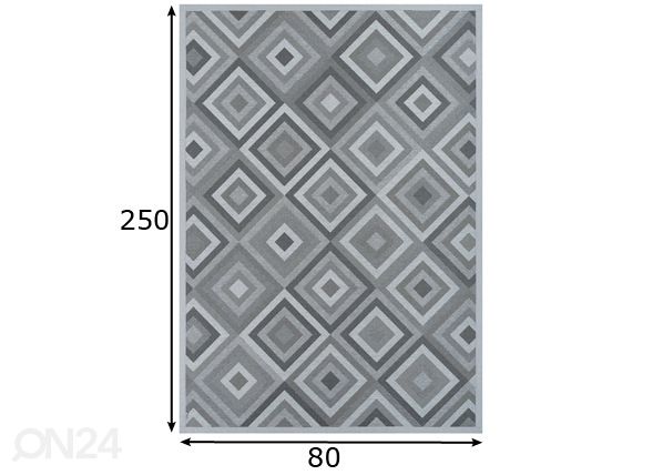 Narma smartWeave® matto Tahula silver 80x250 cm mitat