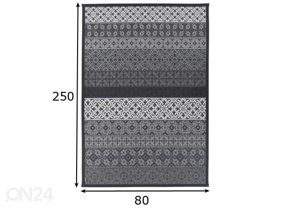 Narma smartWeave® matto Tidriku grey 80x250 cm mitat