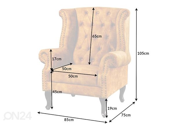 Nojatuoli Chesterfield mitat