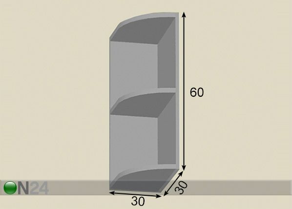 Päätyhylly 30 cm mitat