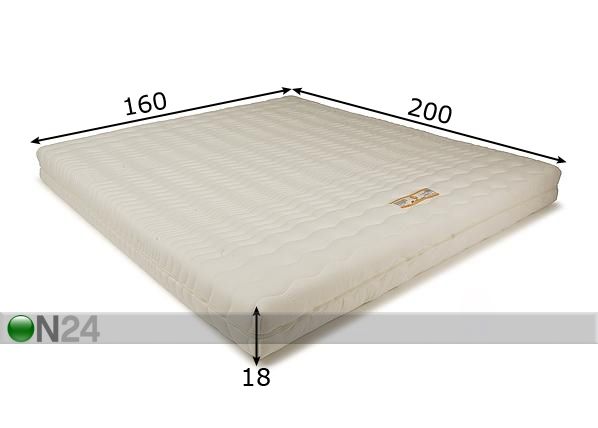 Patja MADRAZZI Memory Foam 160x200x18 cm mitat