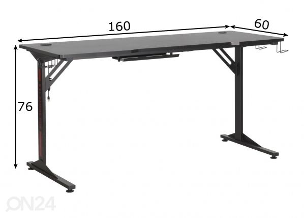 Pelipöytä 160 cm mitat