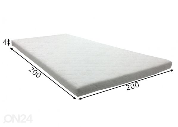 Petauspatja Inter PPU 200x200 cm, valkoinen kangas mitat
