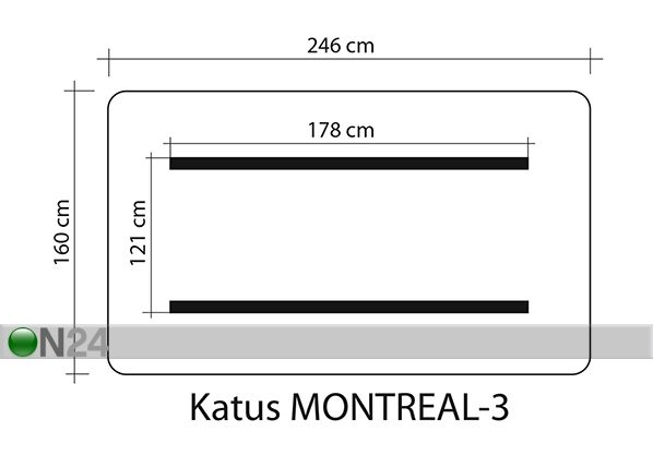 Pihakeinun katos Montreal 3 160x246 cm mitat