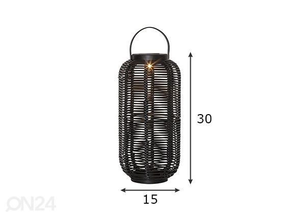 Pihalyhty aurinkokennolla Runda 30 cm mitat