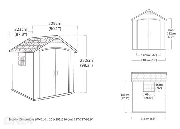 Pihavarasto Premier 757, 4 m², harmaa mitat