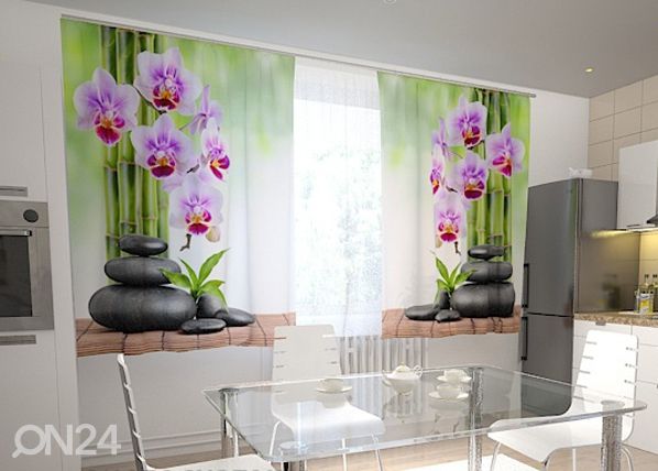 Pimennysverhot Orchids and stones in the kitchen 200x120 cm