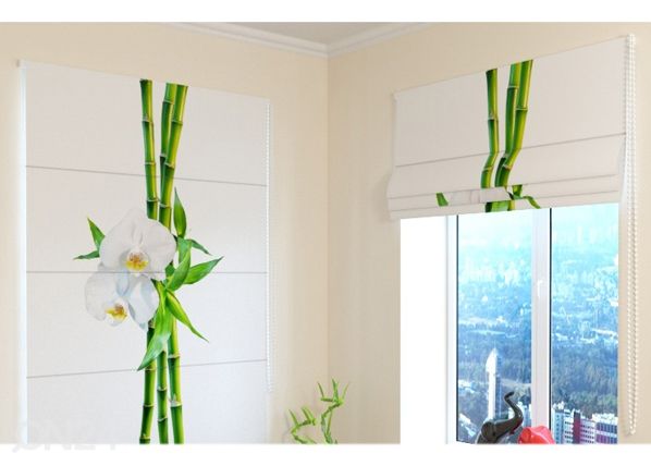 Pimentävä laskosverho Bamboo and white orchid 1 60x60 cm