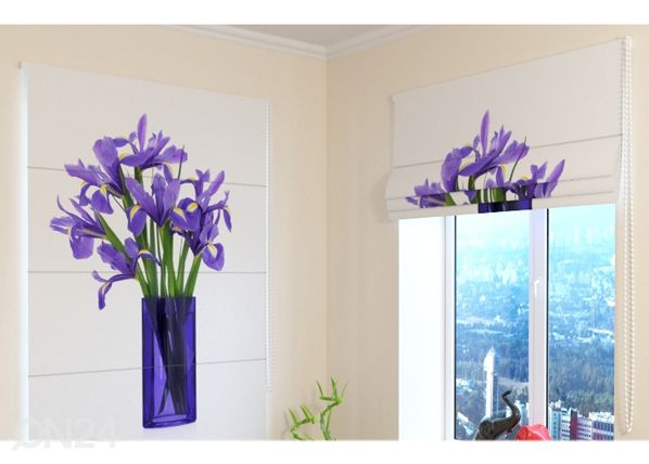 Pimentävä laskosverho Bouquet of irises 60x60 cm